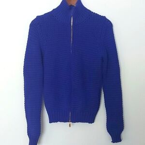 Malo Double Zipper Mock Neck Cotton Polymide Shaker Knit Sweater Size 38